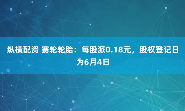 纵横配资 赛轮轮胎：每股派0.18元，股权登记日为6月4日